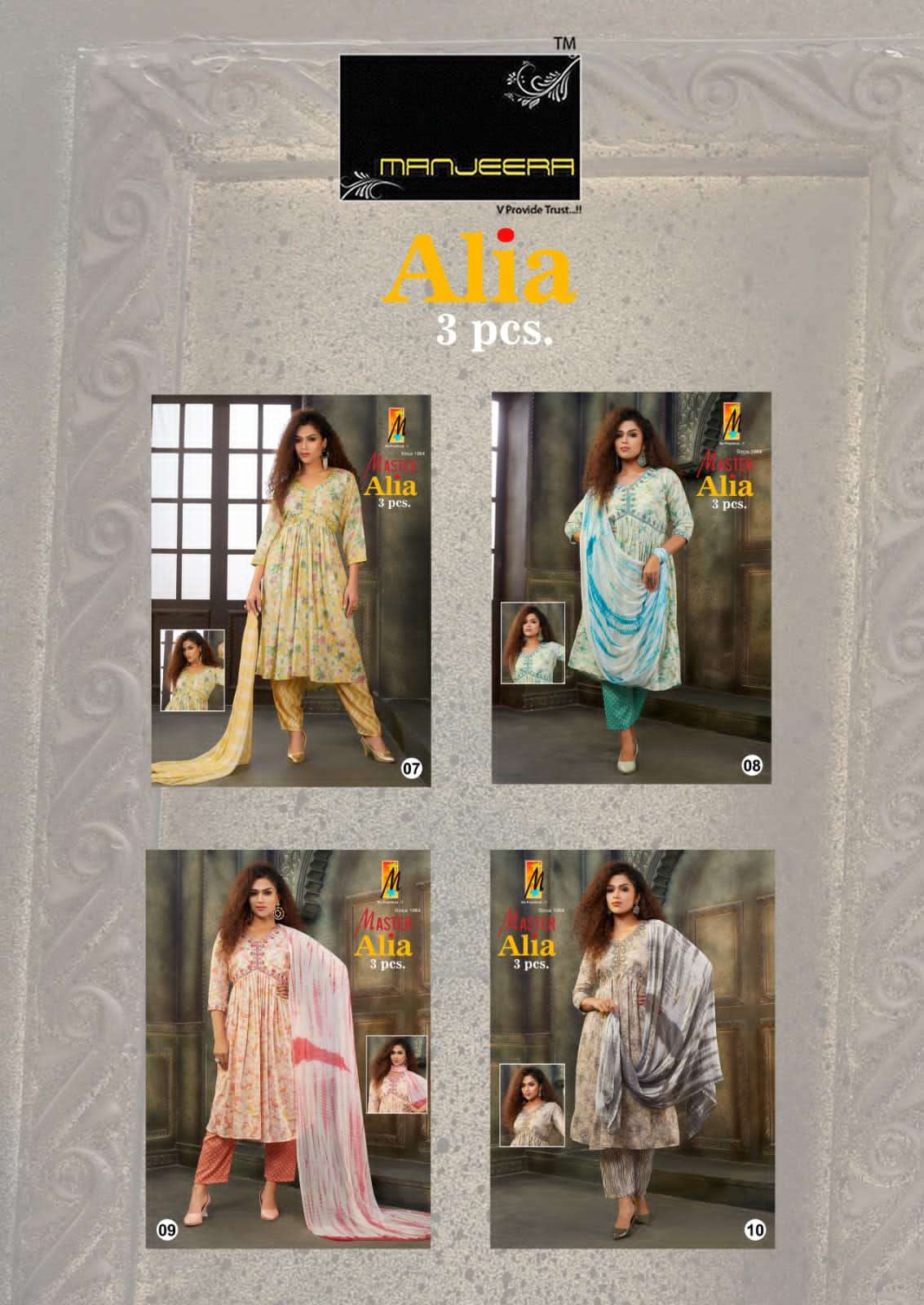 Alia By Manjeera 01 To 10 Series Beautiful Stylish Festive Suits Fancy Colorful Casual Wear & Ethnic Wear & Ready To Wear Capsule Print Dresses At Wholesale Price