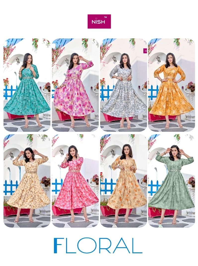 Floral By Nish 1001 To 1008 Series Designer Stylish Fancy Colorful Beautiful Party Wear & Ethnic Wear Collection Heavy Mal Print Gowns At Wholesale Price