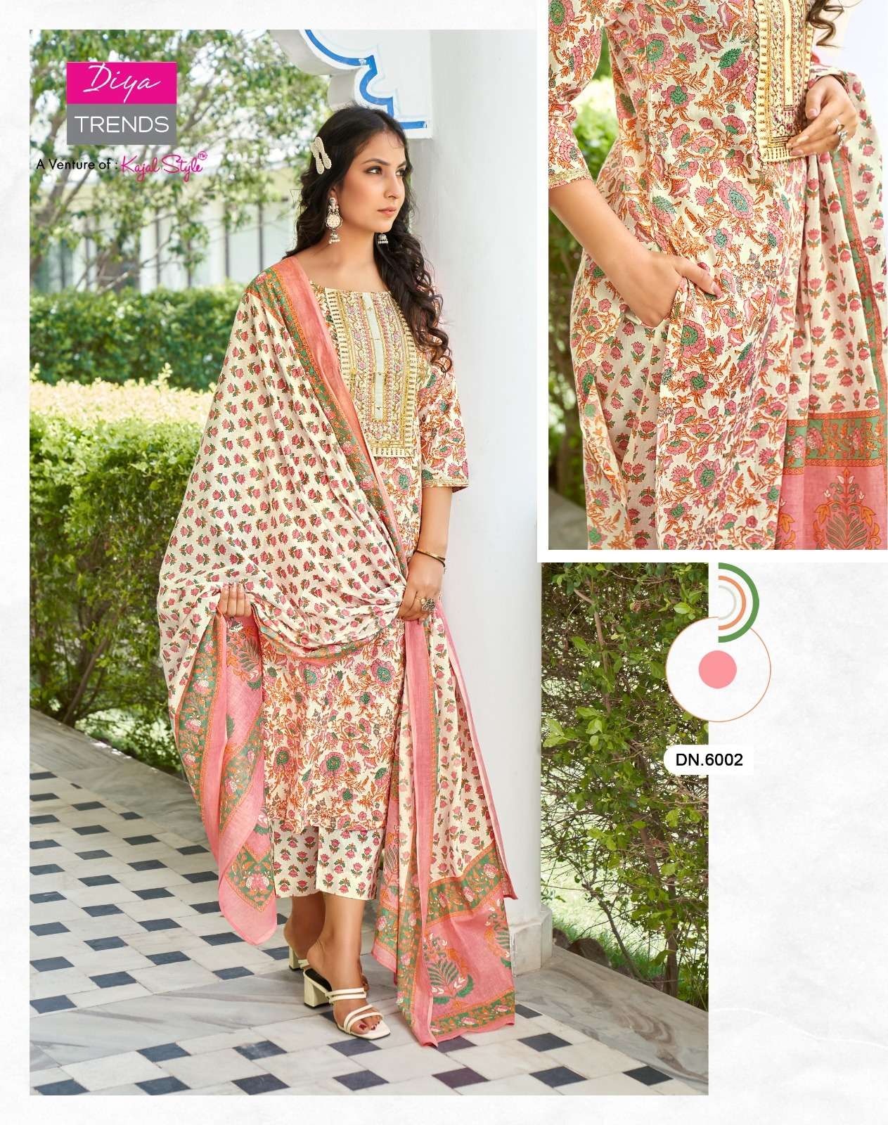 Odhani Vol-6 By Diya Trends 6001 To 6010 Series Beautiful Suits Colorful Stylish Fancy Casual Wear & Ethnic Wear Cotton Print Dresses At Wholesale Price