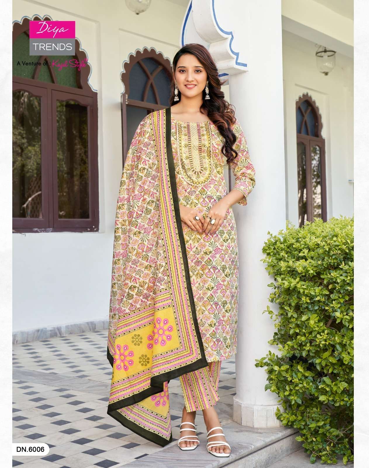 Odhani Vol-6 By Diya Trends 6001 To 6010 Series Beautiful Suits Colorful Stylish Fancy Casual Wear & Ethnic Wear Cotton Print Dresses At Wholesale Price