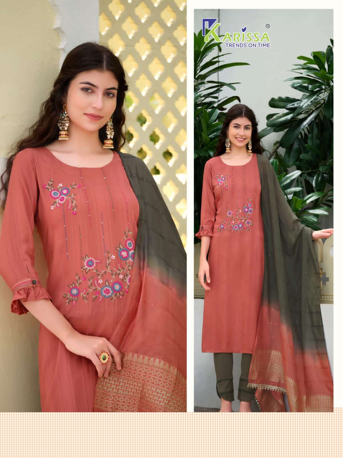 Saloni By Karissa 7001 To 7006 Series Beautiful Stylish Suits Fancy Colorful Casual Wear & Ethnic Wear & Ready To Wear Pure Rayon Embroidered Dresses At Wholesale Price