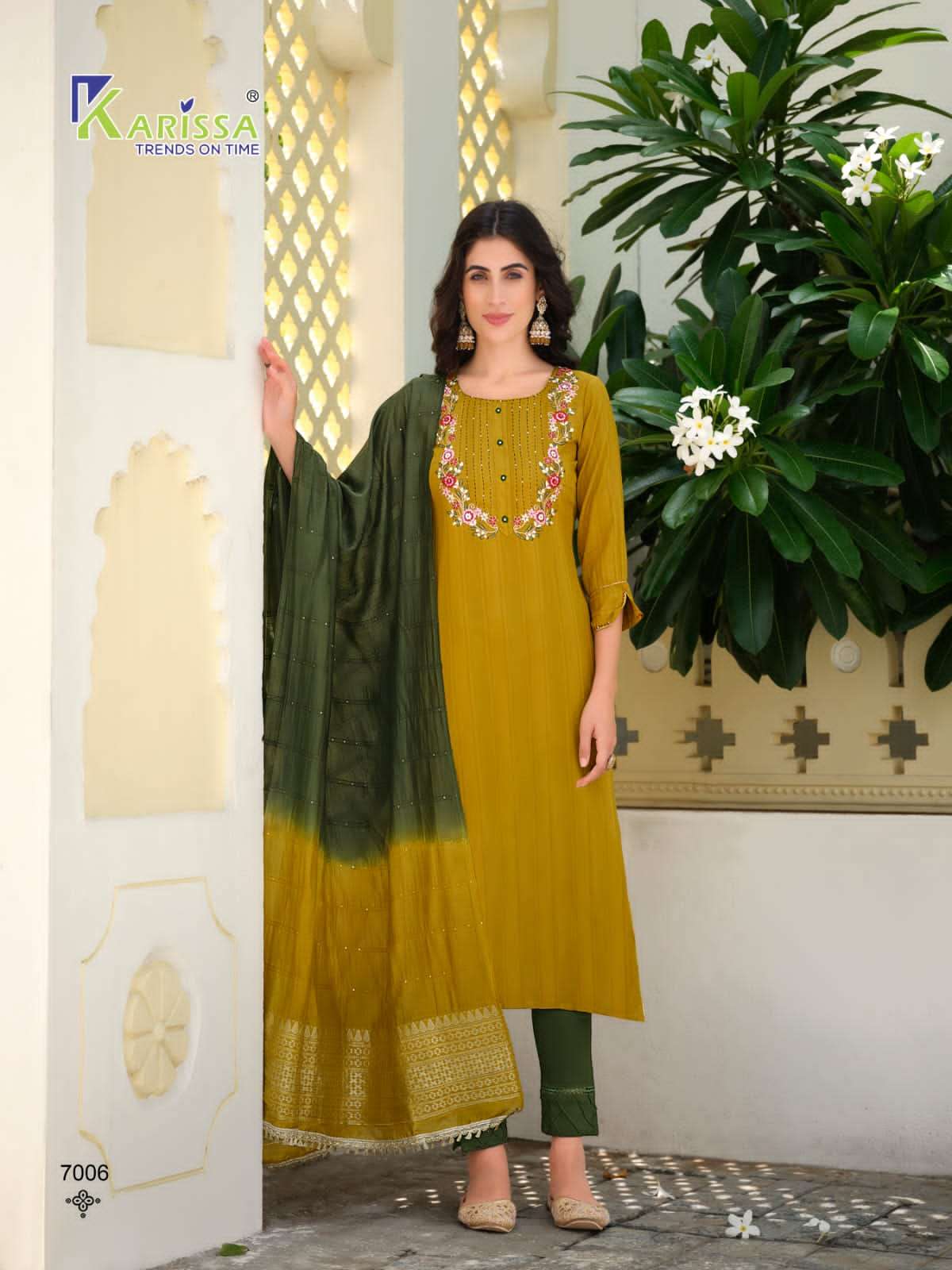 Saloni By Karissa 7001 To 7006 Series Beautiful Stylish Suits Fancy Colorful Casual Wear & Ethnic Wear & Ready To Wear Pure Rayon Embroidered Dresses At Wholesale Price