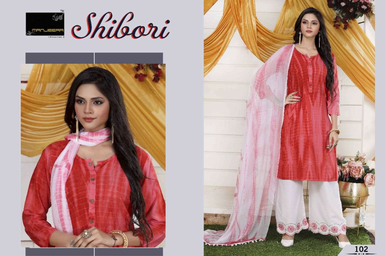 Shibori By Manjeera 101 To 108 Series Beautiful Stylish Suits Fancy Colorful Casual Wear & Ethnic Wear & Ready To Wear Rayon Dresses At Wholesale Price
