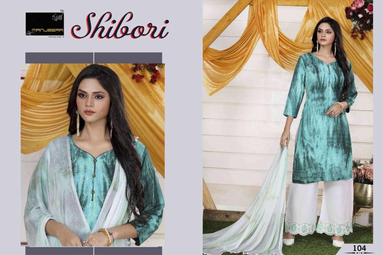 Shibori By Manjeera 101 To 108 Series Beautiful Stylish Suits Fancy Colorful Casual Wear & Ethnic Wear & Ready To Wear Rayon Dresses At Wholesale Price