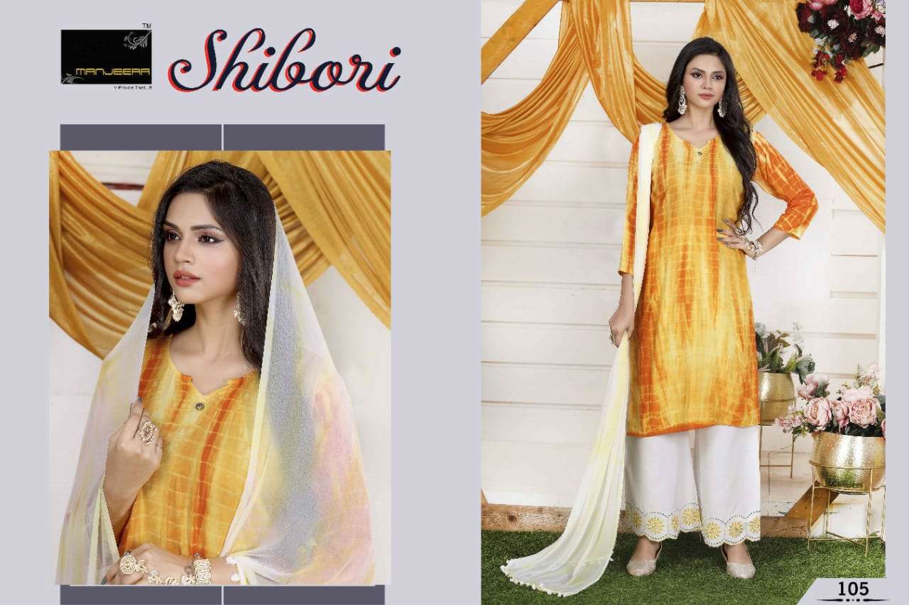 Shibori By Manjeera 101 To 108 Series Beautiful Stylish Suits Fancy Colorful Casual Wear & Ethnic Wear & Ready To Wear Rayon Dresses At Wholesale Price