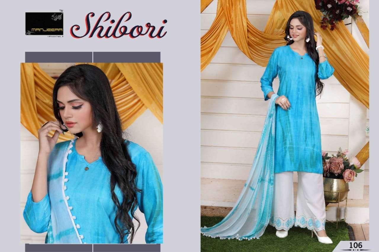 Shibori By Manjeera 101 To 108 Series Beautiful Stylish Suits Fancy Colorful Casual Wear & Ethnic Wear & Ready To Wear Rayon Dresses At Wholesale Price