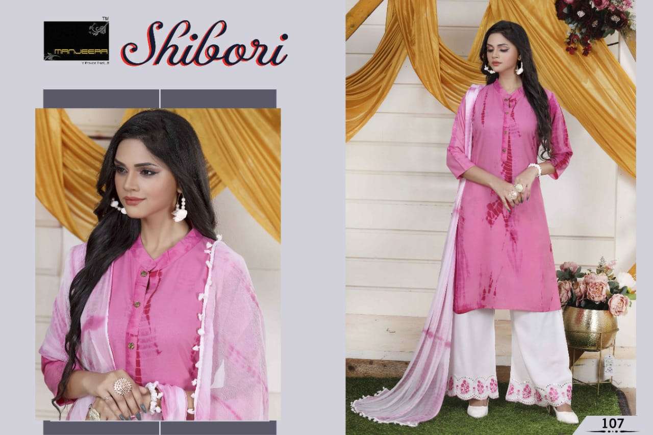 Shibori By Manjeera 101 To 108 Series Beautiful Stylish Suits Fancy Colorful Casual Wear & Ethnic Wear & Ready To Wear Rayon Dresses At Wholesale Price