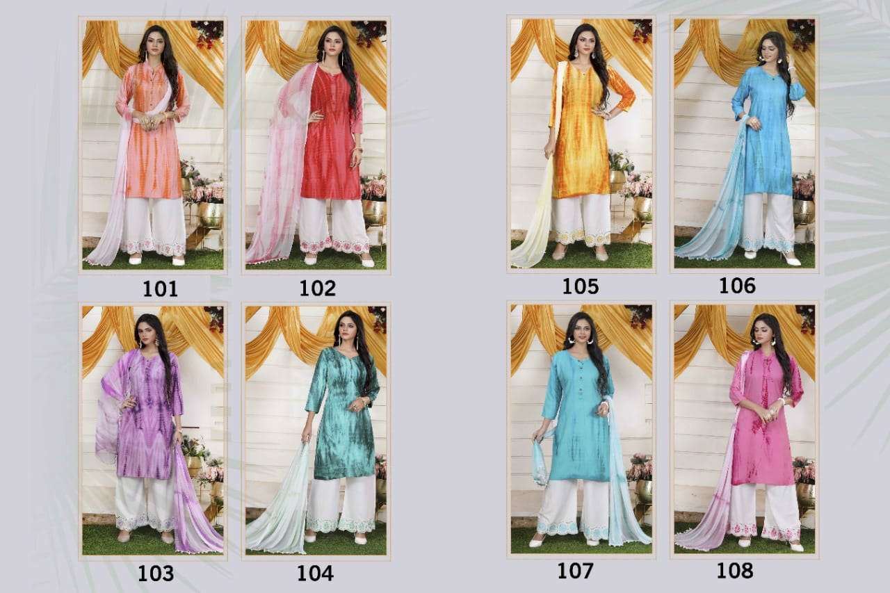 Shibori By Manjeera 101 To 108 Series Beautiful Stylish Suits Fancy Colorful Casual Wear & Ethnic Wear & Ready To Wear Rayon Dresses At Wholesale Price