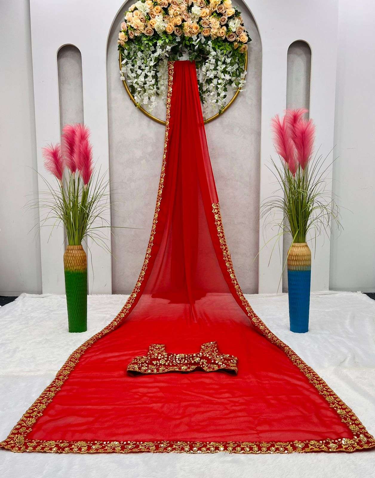 397 By Fashid Wholesale Kd Indian Traditional Wear Collection Beautiful Stylish Fancy Colorful Party Wear & Occasional Wear Faux Georgette Sarees At Wholesale Price