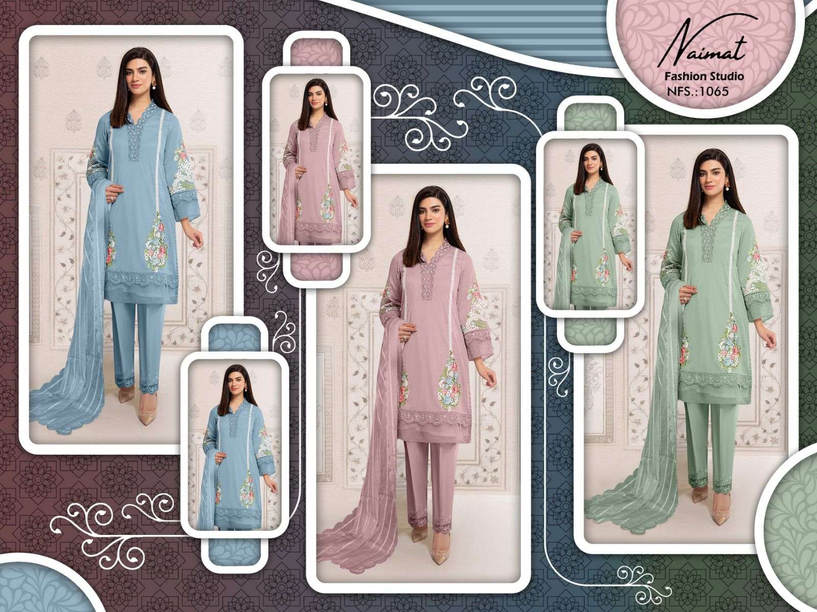 Naimat 1065 Colours By Naimat Fashion Studio 1065-A To 1065-C Series Beautiful Festive Suits Colorful Stylish Fancy Casual Wear & Ethnic Wear Pure Georgette Dresses At Wholesale Price