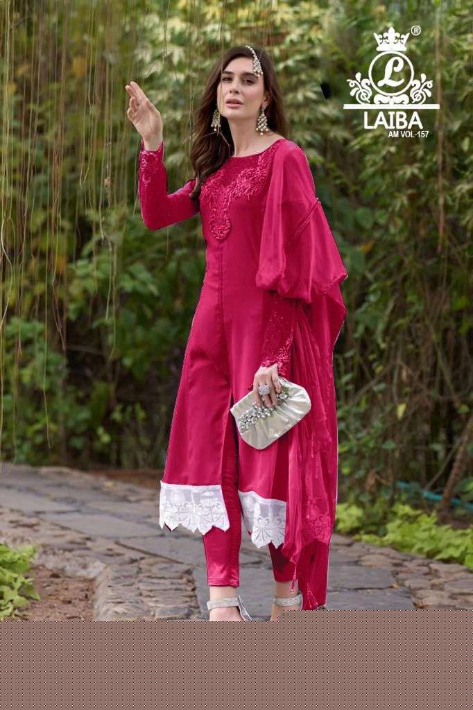 Am Vol-157 By Laiba 157-A To 157-D Series Beautiful Pakistani Suits Stylish Colorful Fancy Casual Wear & Ethnic Wear Pure Georgette Embroidered Dresses At Wholesale Price