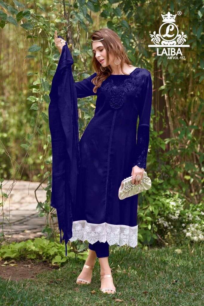 Am Vol-157 By Laiba 157-A To 157-D Series Beautiful Pakistani Suits Stylish Colorful Fancy Casual Wear & Ethnic Wear Pure Georgette Embroidered Dresses At Wholesale Price