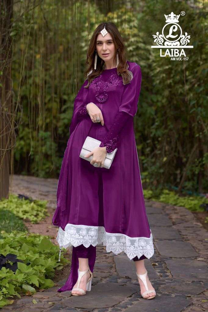 Am Vol-157 By Laiba 157-A To 157-D Series Beautiful Pakistani Suits Stylish Colorful Fancy Casual Wear & Ethnic Wear Pure Georgette Embroidered Dresses At Wholesale Price
