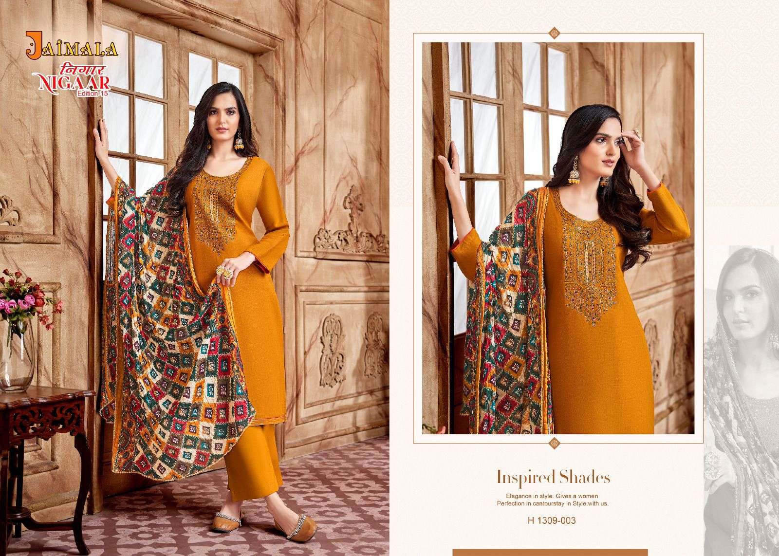 Nigaar Vol-15 By Jaimala 1309-001 To 1309-008 Series Designer Suits Collection Beautiful Stylish Colorful Fancy Party Wear & Occasional Wear Rayon Slub Dresses At Wholesale Price