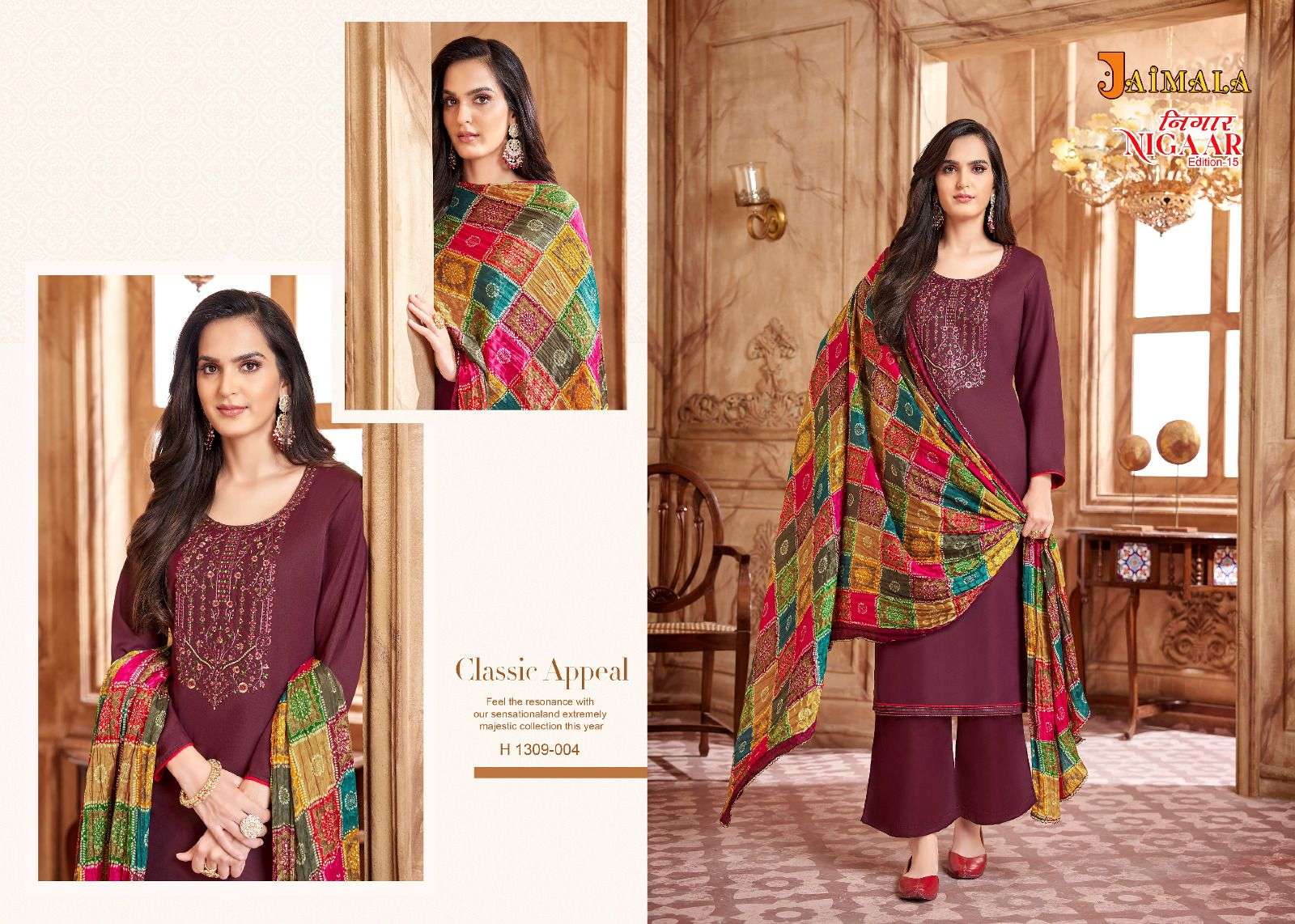 Nigaar Vol-15 By Jaimala 1309-001 To 1309-008 Series Designer Suits Collection Beautiful Stylish Colorful Fancy Party Wear & Occasional Wear Rayon Slub Dresses At Wholesale Price