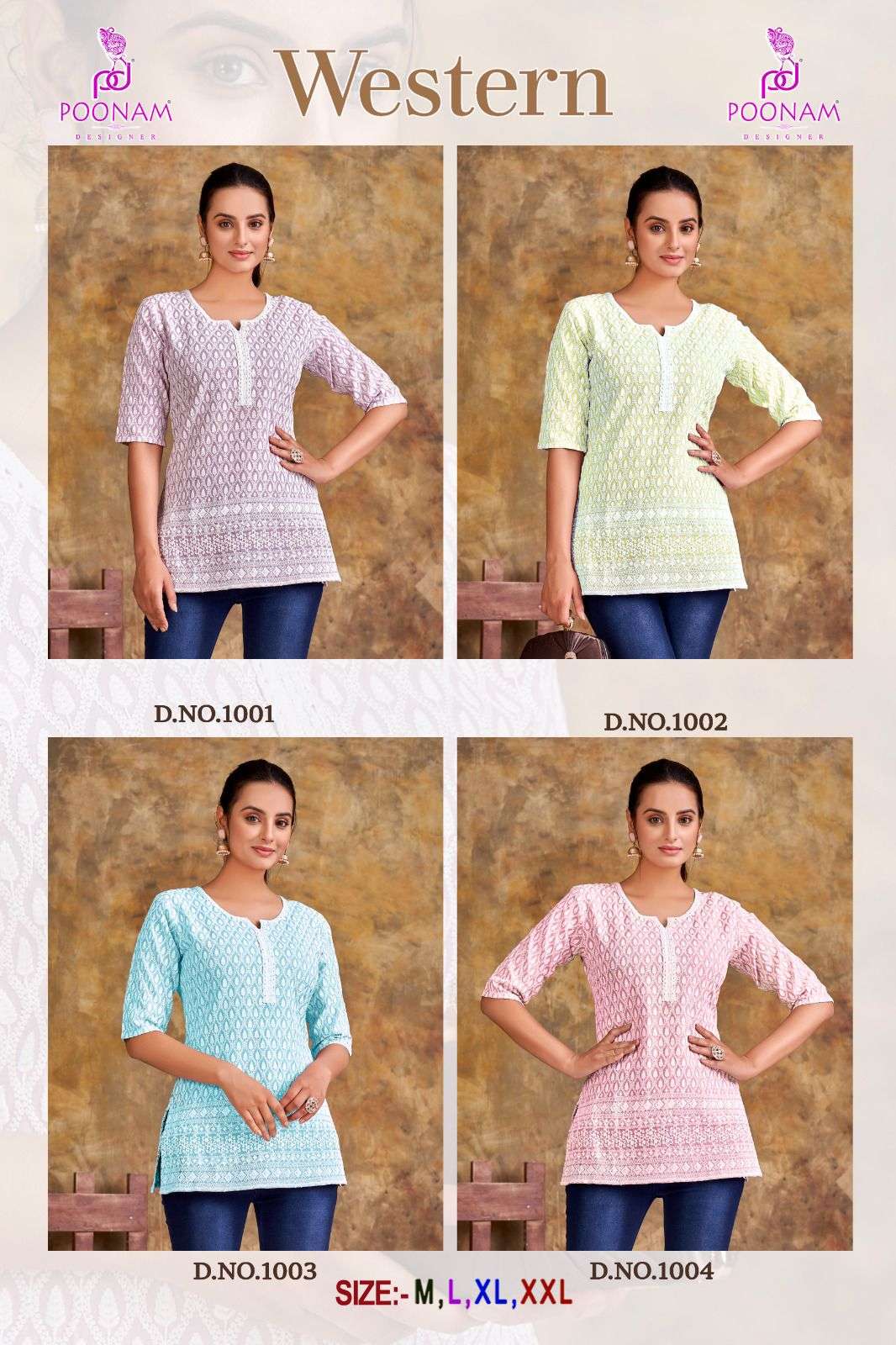 Western By Poonam Designer 1001 To 1004 Series Designer Stylish Fancy Colorful Beautiful Party Wear & Ethnic Wear Collection Rayon Slub Tops At Wholesale Price
