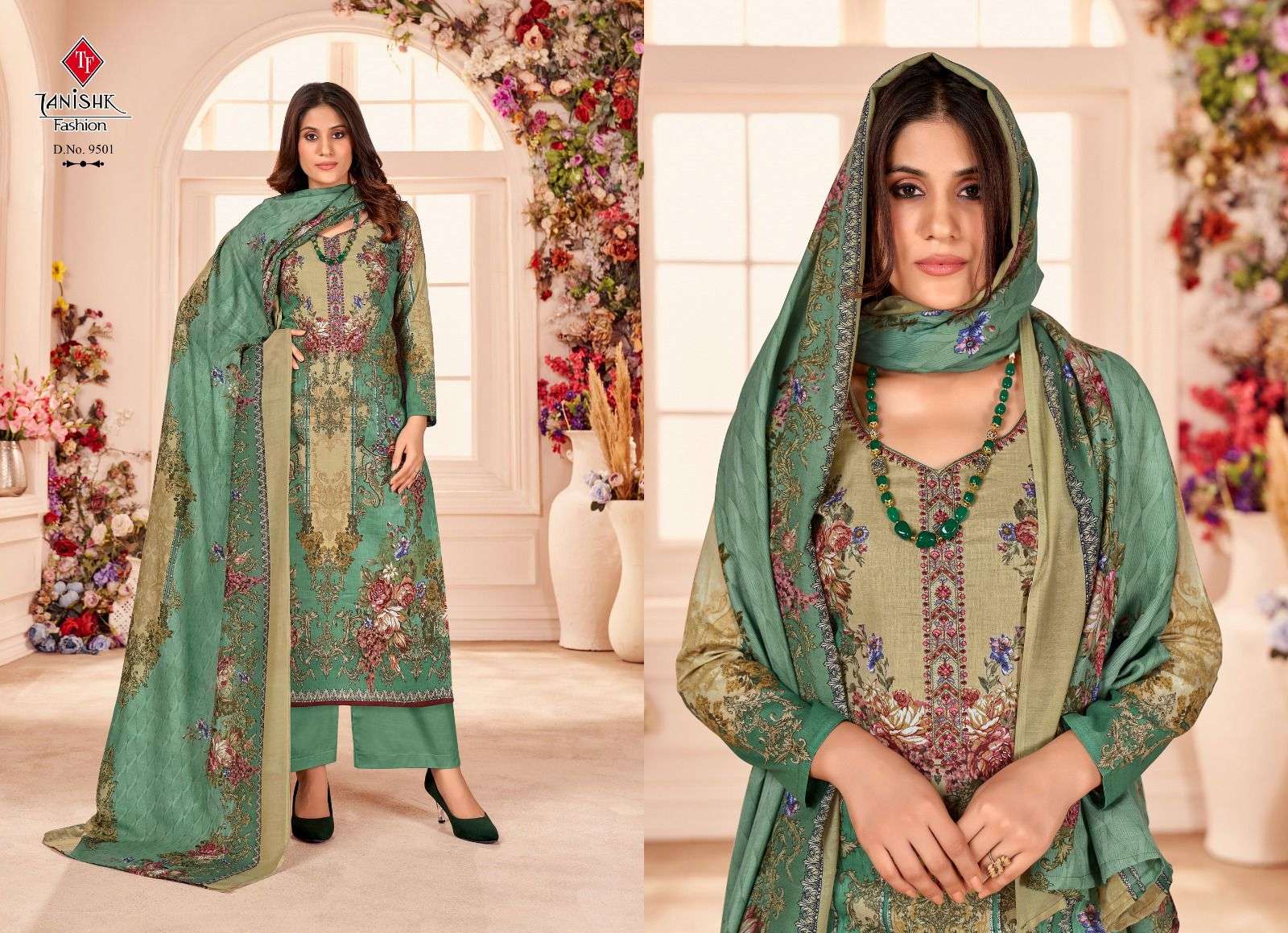 Nayra By Tanishk Fashion 9501 To 9508 Series Beautiful Festive Suits Colorful Stylish Fancy Casual Wear & Ethnic Wear Pure Cambric Cotton Print Dresses At Wholesale Price