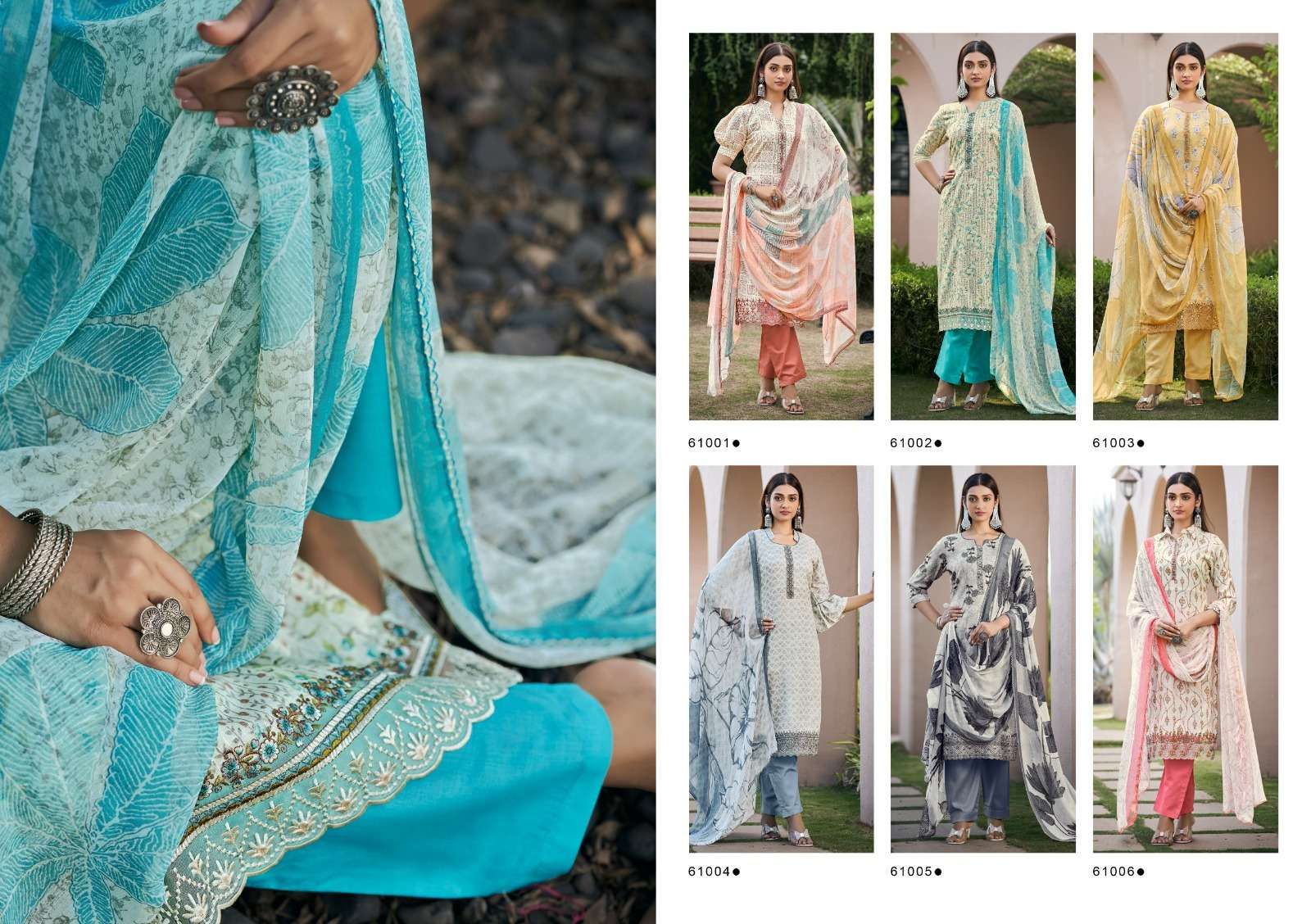 Naira By Azara 61001 To 61006 Series Beautiful Pakistani Suits Colorful Stylish Fancy Casual Wear Cotton Print Embroidered Dresses At Wholesale Price