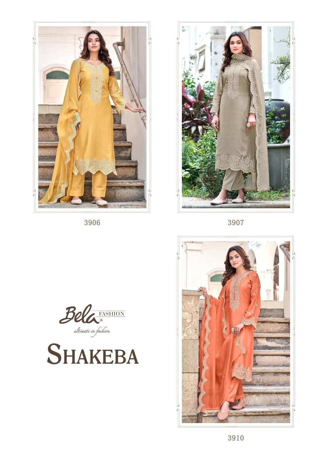 Shakeba By Bela Fashion 3906 To 3912 Series Beautiful Festive Suits Colorful Stylish Fancy Casual Wear & Ethnic Wear Pure Muslin Digital Print Dresses At Wholesale Price