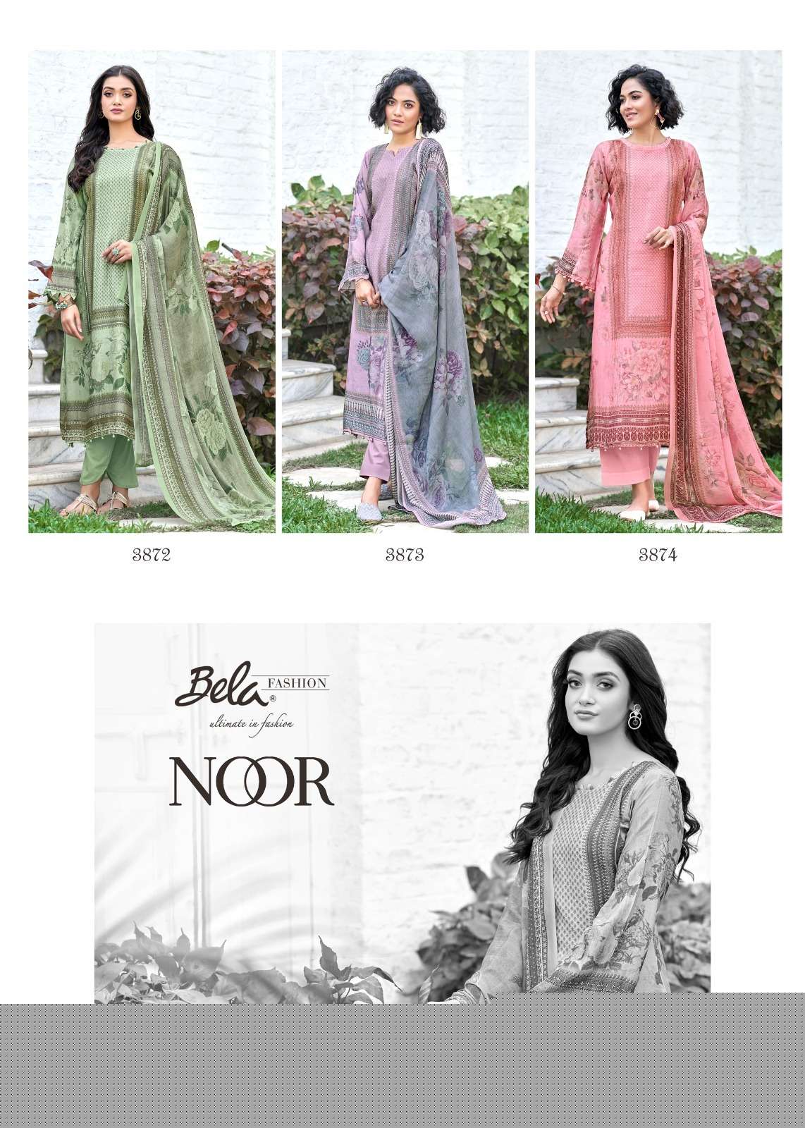 Noor By Bela Fashion 3870 To 3876 Series Beautiful Festive Suits Colorful Stylish Fancy Casual Wear & Ethnic Wear Cotton Silk Dresses At Wholesale Price