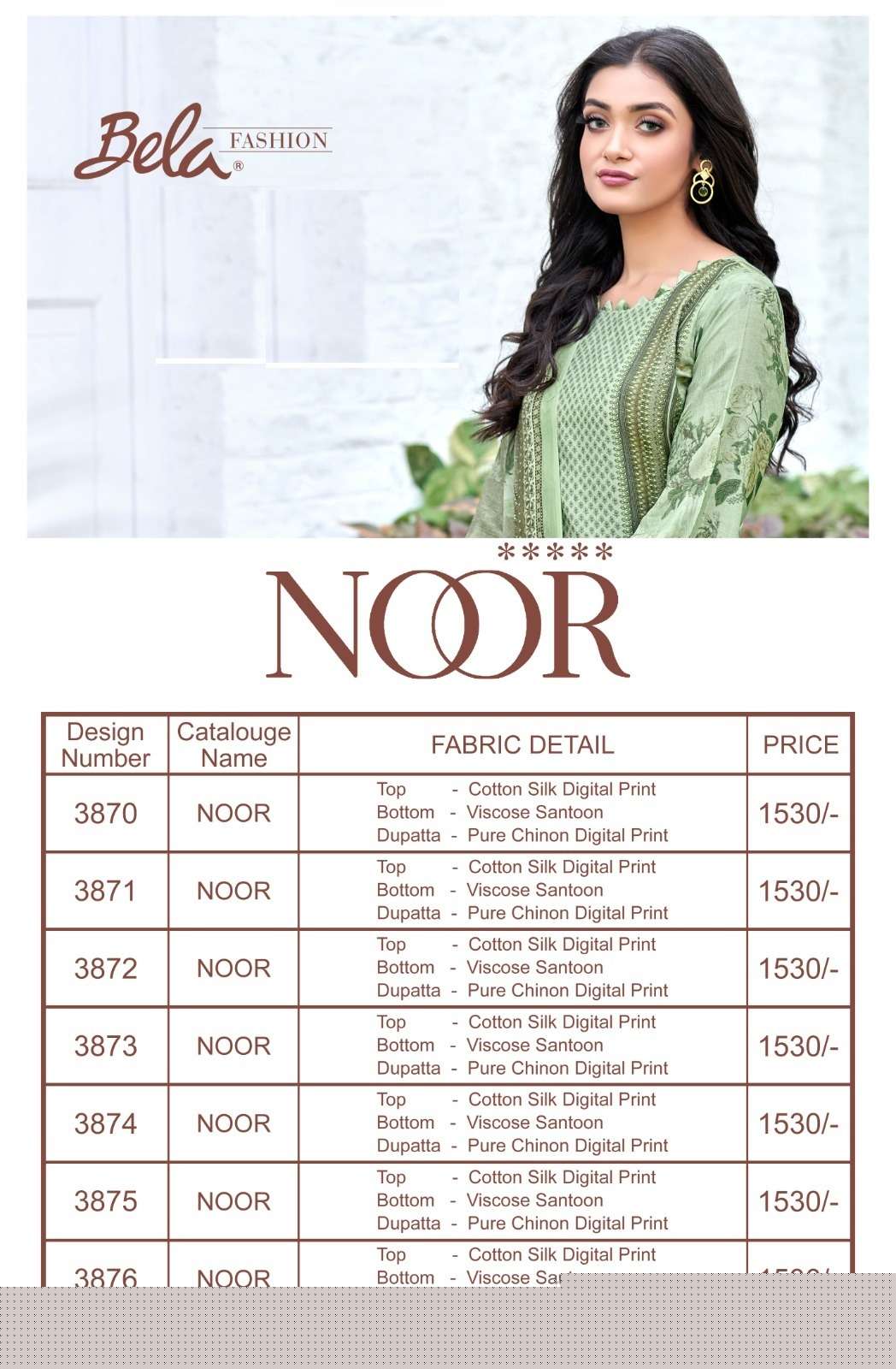 Noor By Bela Fashion 3870 To 3876 Series Beautiful Festive Suits Colorful Stylish Fancy Casual Wear & Ethnic Wear Cotton Silk Dresses At Wholesale Price
