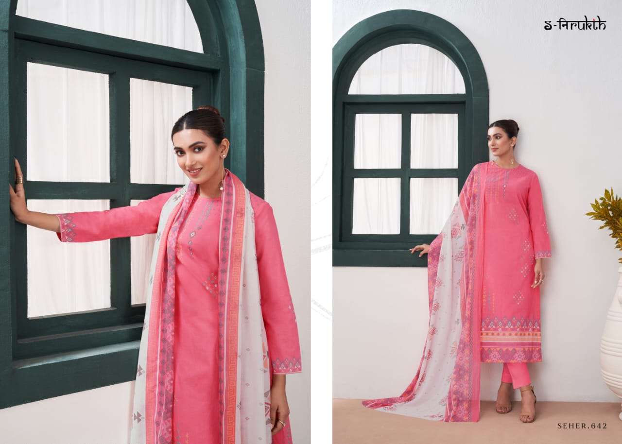 Seher By S-Nirukth Beautiful Suits Colorful Stylish Fancy Casual Wear Cotton Print With Work Dresses At Wholesale Price