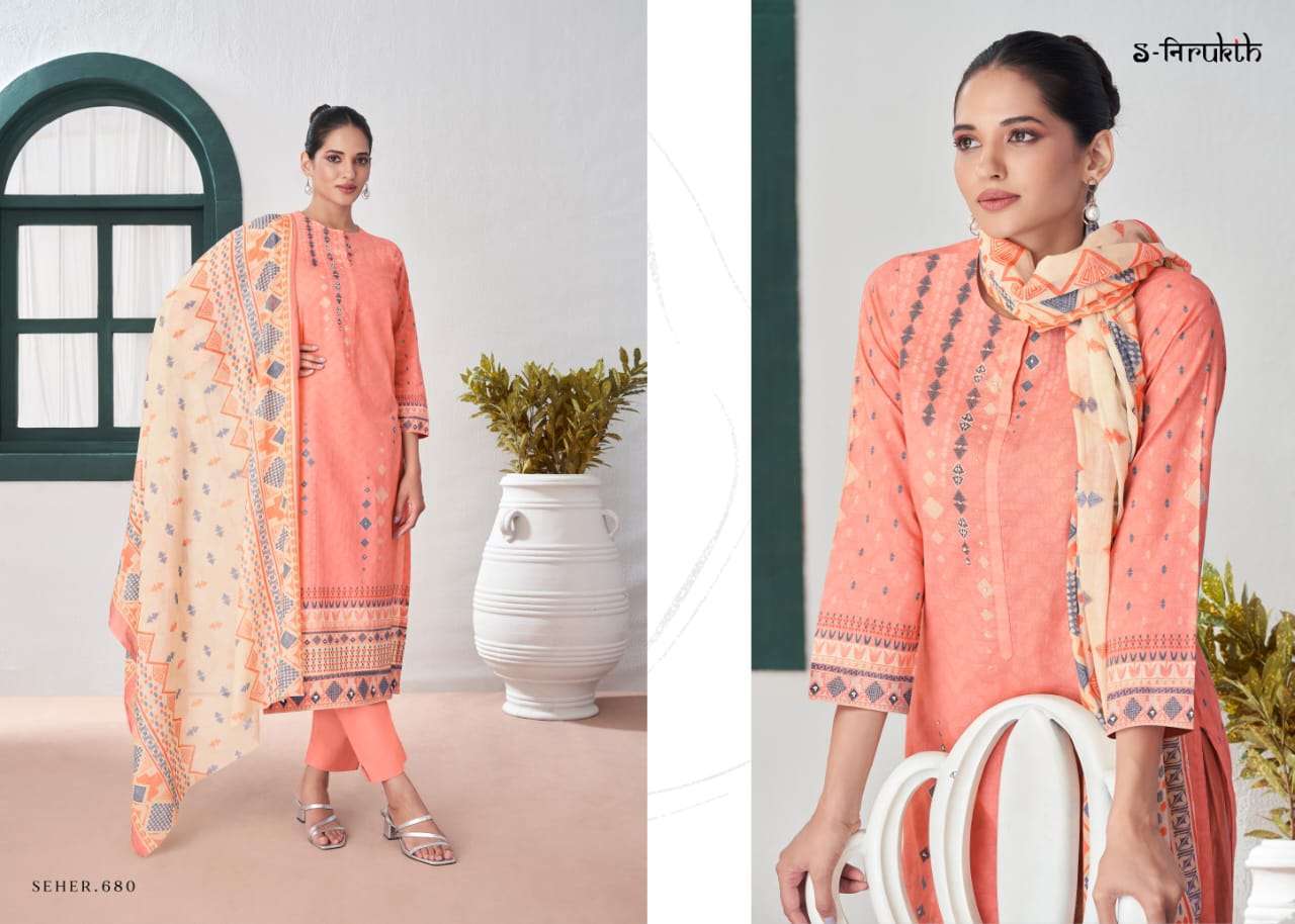 Seher By S-Nirukth Beautiful Suits Colorful Stylish Fancy Casual Wear Cotton Print With Work Dresses At Wholesale Price