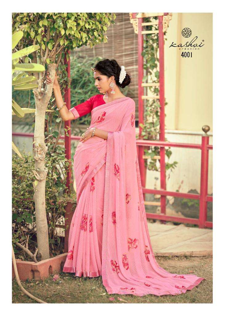 Ragini By Kashvi Creation 4001 To 4010 Series Indian Traditional Wear Collection Beautiful Stylish Fancy Colorful Party Wear & Occasional Wear Georgette Sarees At Wholesale Price