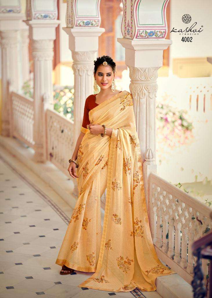 Ragini By Kashvi Creation 4001 To 4010 Series Indian Traditional Wear Collection Beautiful Stylish Fancy Colorful Party Wear & Occasional Wear Georgette Sarees At Wholesale Price