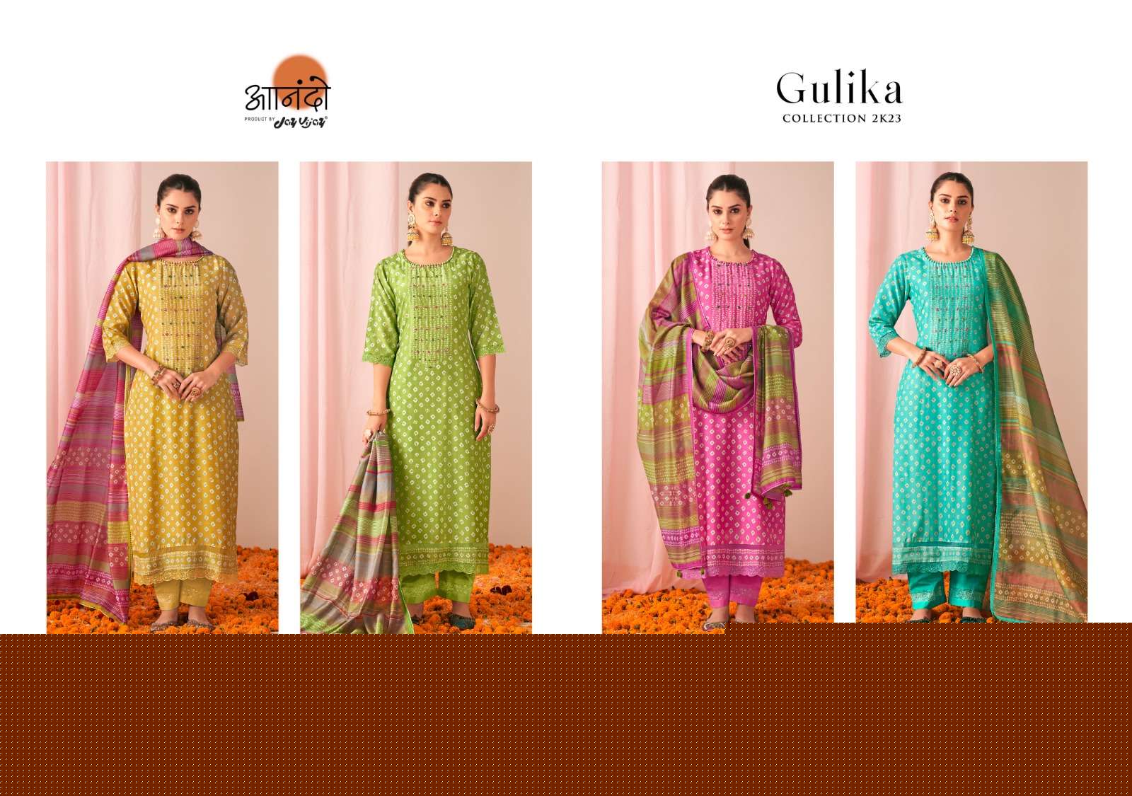 Gulika-3086 By Anando 3086-A To 3086-D Series Beautiful Festive Suits Stylish Colorful Fancy Casual Wear & Ethnic Wear Pure Muslin Silk Dresses At Wholesale Price