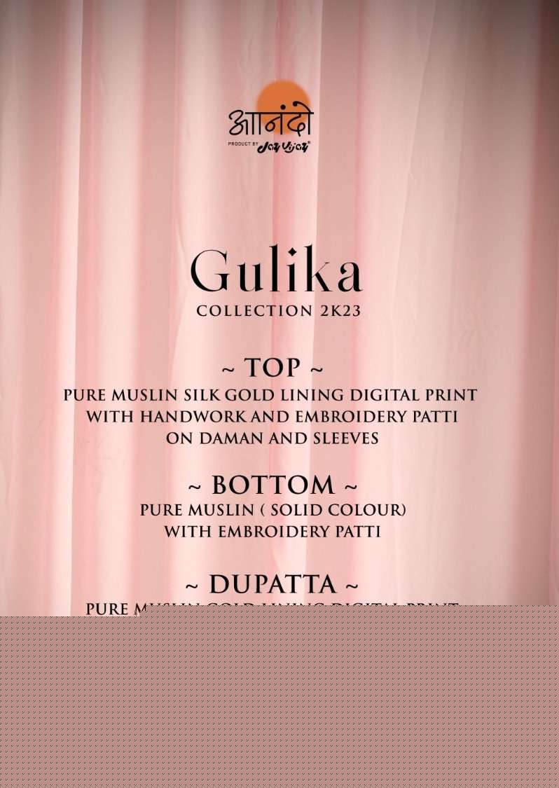 Gulika-3086 By Anando 3086-A To 3086-D Series Beautiful Festive Suits Stylish Colorful Fancy Casual Wear & Ethnic Wear Pure Muslin Silk Dresses At Wholesale Price