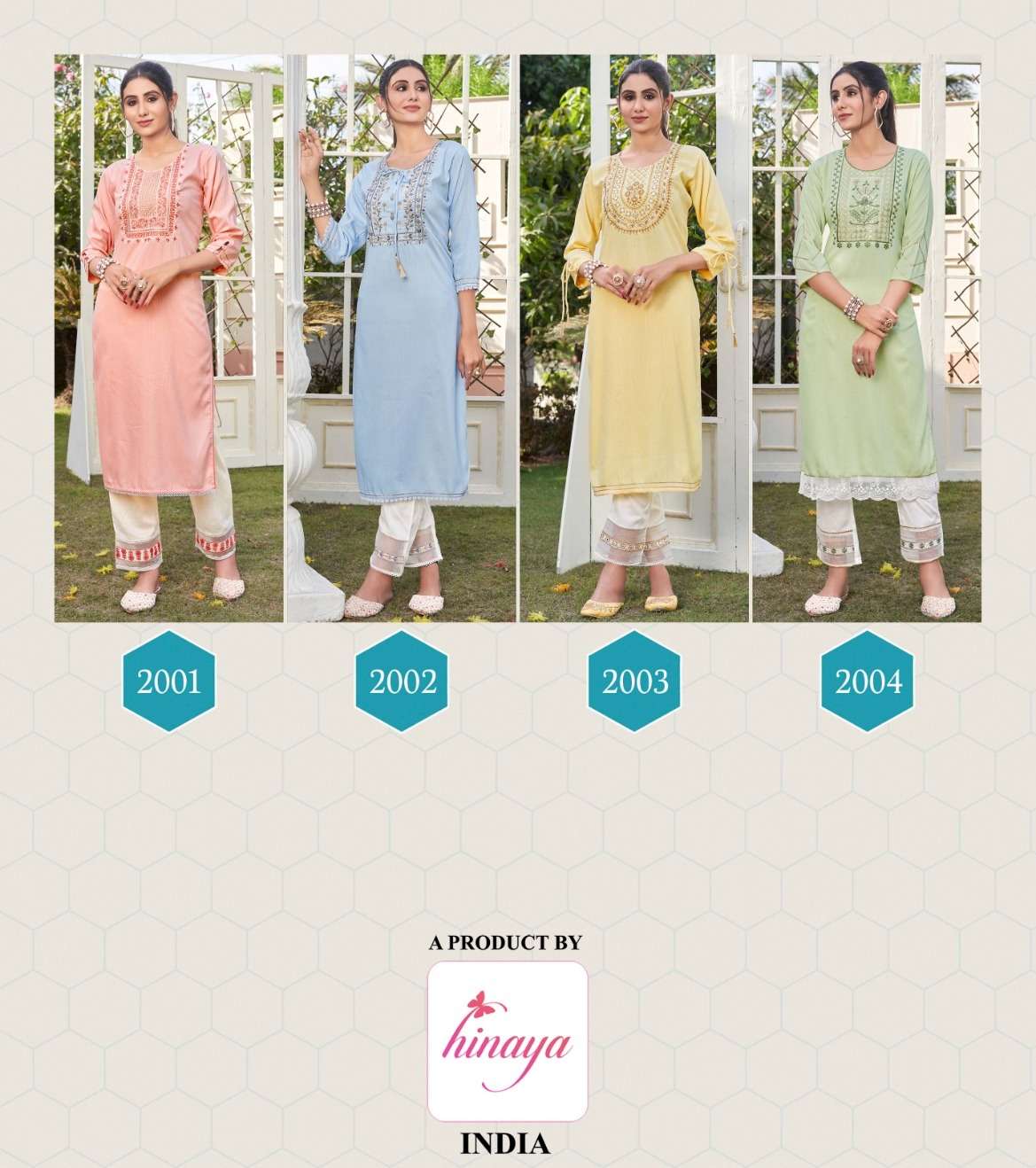 Summer Girl Vol-2 By Hinaya 2001 To 2004 Series Designer Stylish Fancy Colorful Beautiful Party Wear & Ethnic Wear Collection Pure Rayon Embroidered Kurtis With Pants At Wholesale Price