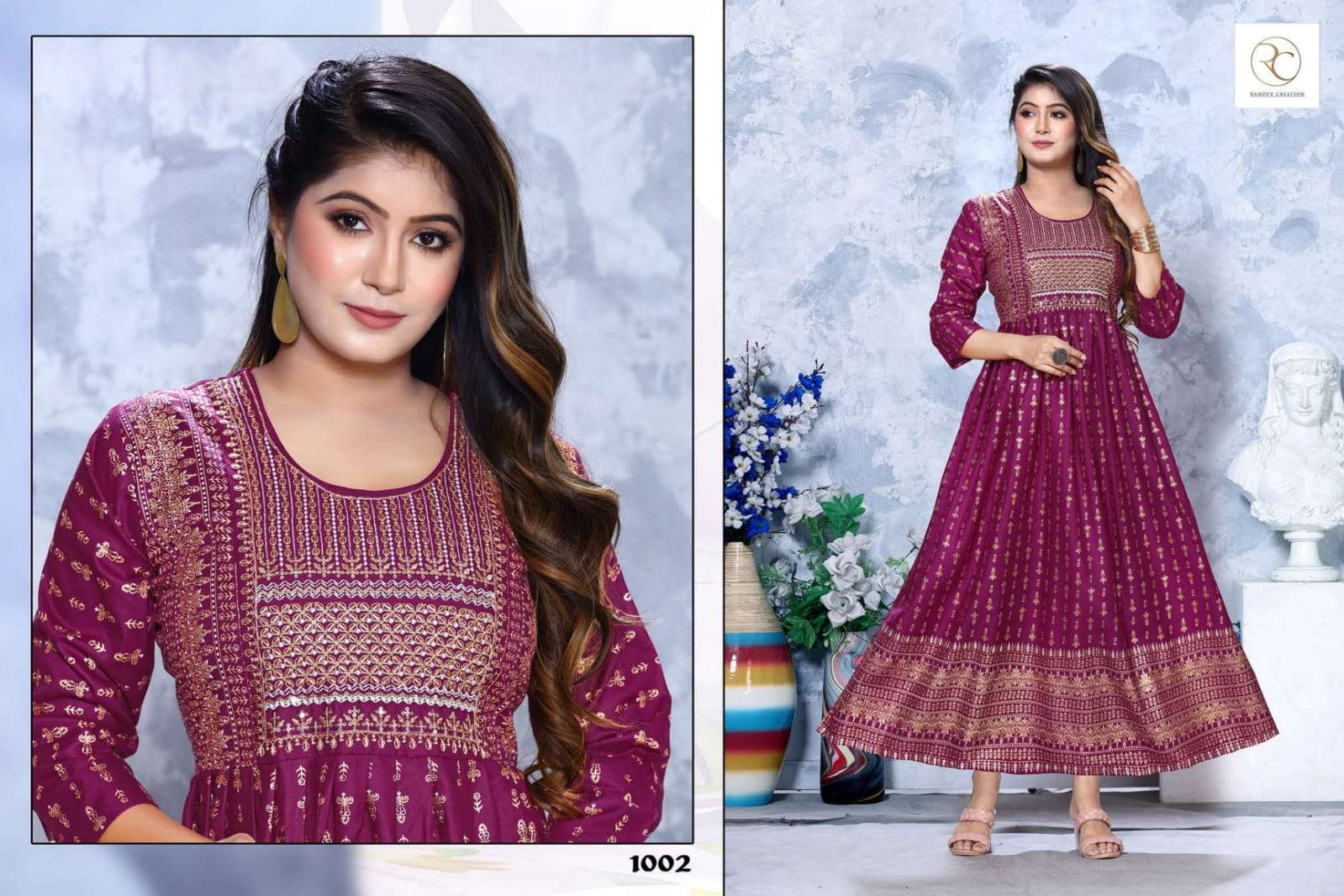 Manchali Vol-5 By Rc 1001 To 1008 Series Beautiful Stylish Fancy Colorful Casual Wear & Ethnic Wear Rayon Print Gowns At Wholesale Price