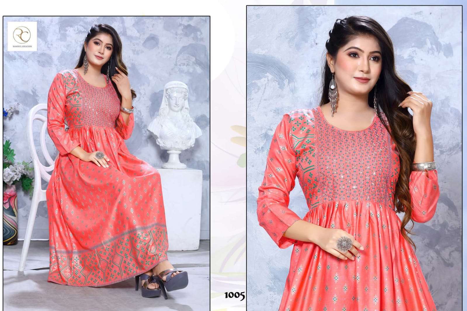 Manchali Vol-5 By Rc 1001 To 1008 Series Beautiful Stylish Fancy Colorful Casual Wear & Ethnic Wear Rayon Print Gowns At Wholesale Price