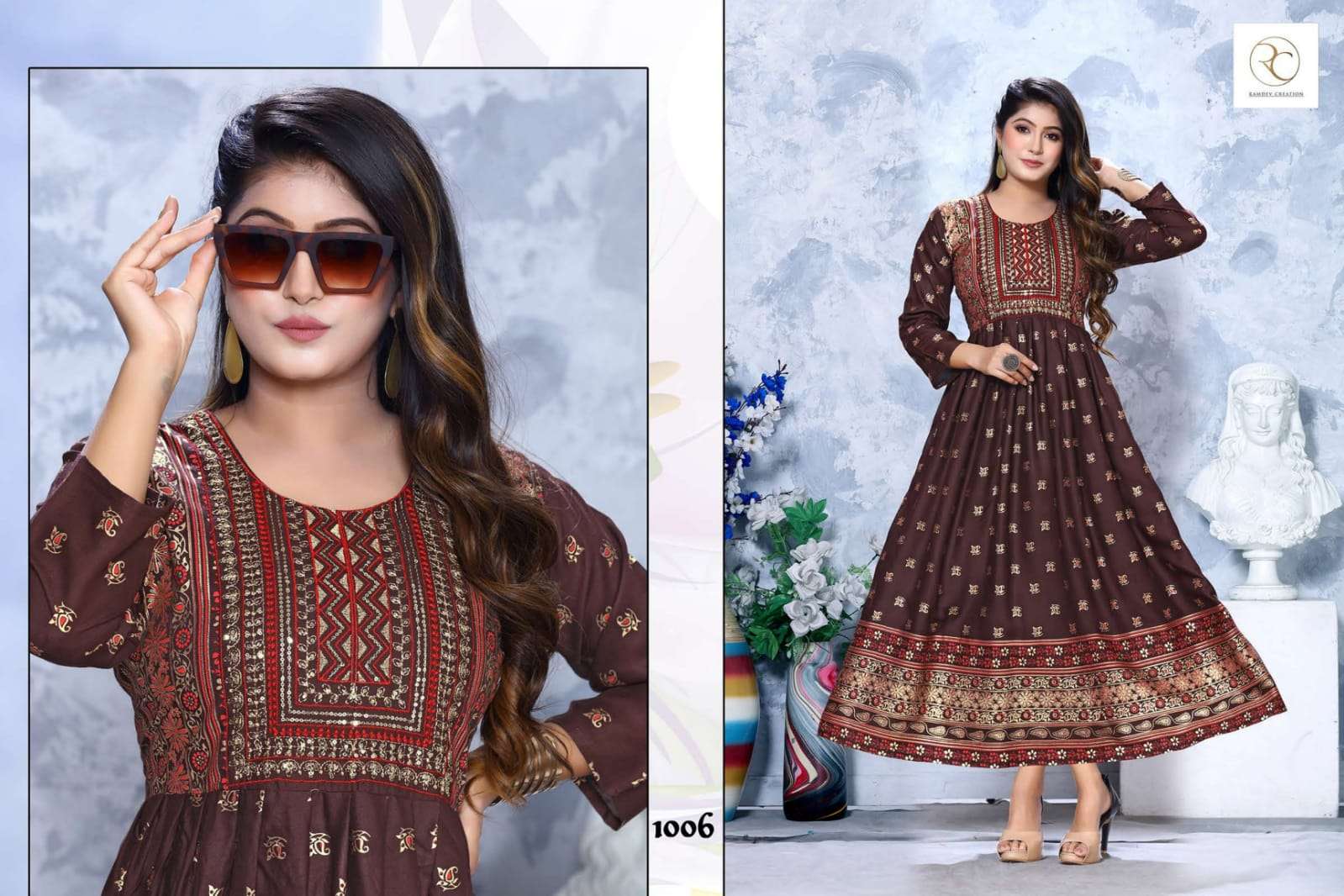 Manchali Vol-5 By Rc 1001 To 1008 Series Beautiful Stylish Fancy Colorful Casual Wear & Ethnic Wear Rayon Print Gowns At Wholesale Price