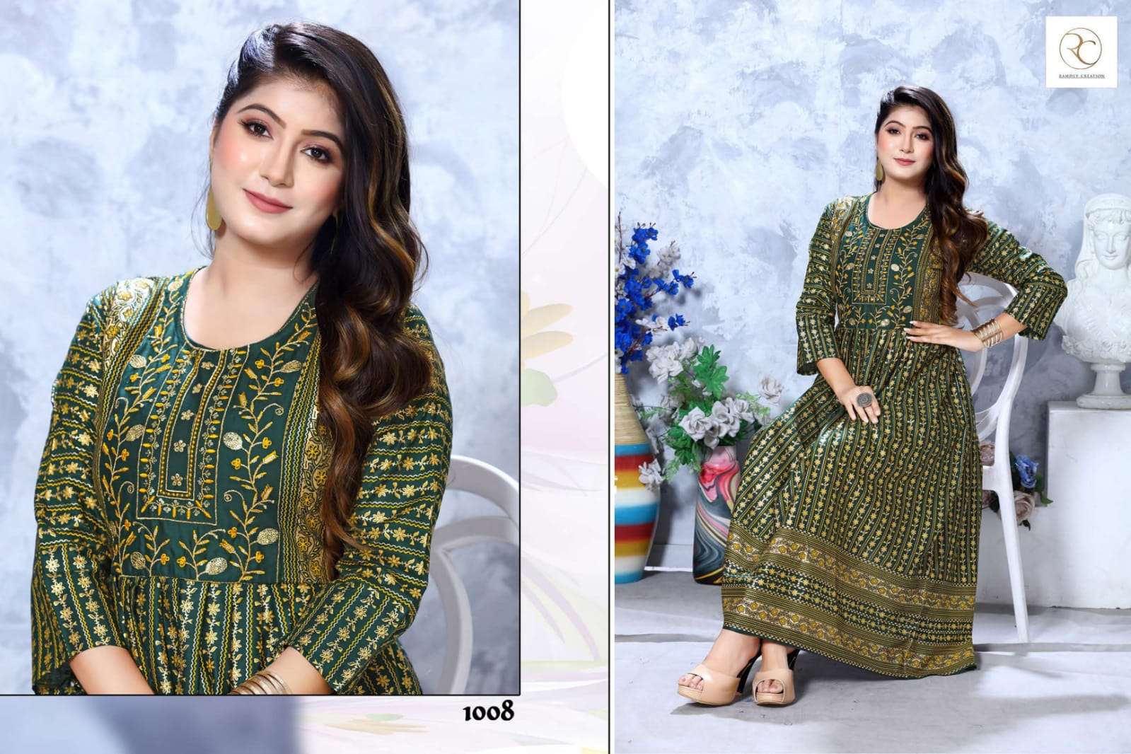 Manchali Vol-5 By Rc 1001 To 1008 Series Beautiful Stylish Fancy Colorful Casual Wear & Ethnic Wear Rayon Print Gowns At Wholesale Price