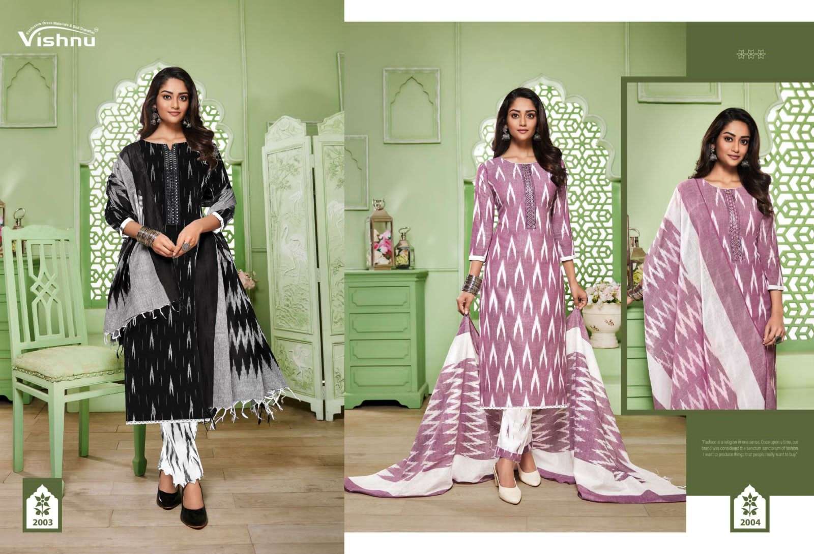 Ikkat By Vishnu 2001 To 2011 Series Beautiful Suits Colorful Stylish Fancy Casual Wear & Ethnic Wear Pure Cotton Print Dresses At Wholesale Price