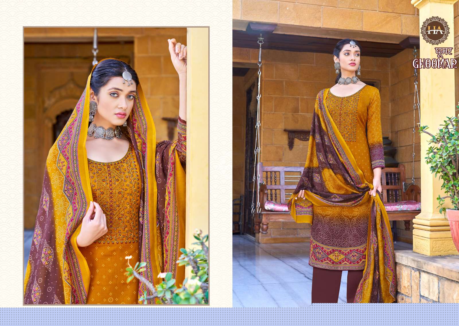 Ghoomer Vol-3 By Harshit Fashion Hub 1162-001 To 1162-008 Series Beautiful Pakistani Suits Colorful Stylish Fancy Casual Wear Pure Jam Cotton Embroidered Dresses At Wholesale Price