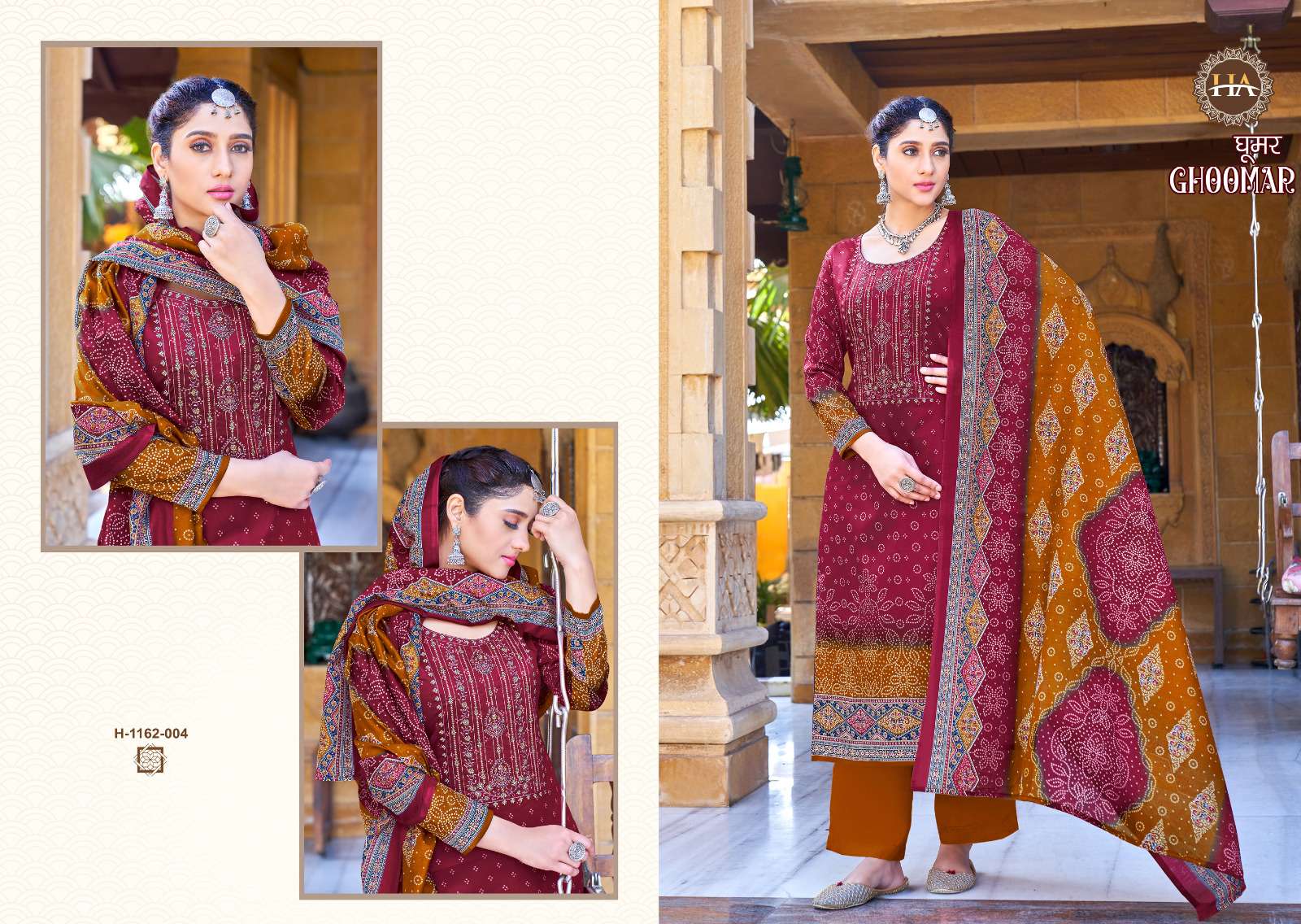 Ghoomer Vol-3 By Harshit Fashion Hub 1162-001 To 1162-008 Series Beautiful Pakistani Suits Colorful Stylish Fancy Casual Wear Pure Jam Cotton Embroidered Dresses At Wholesale Price