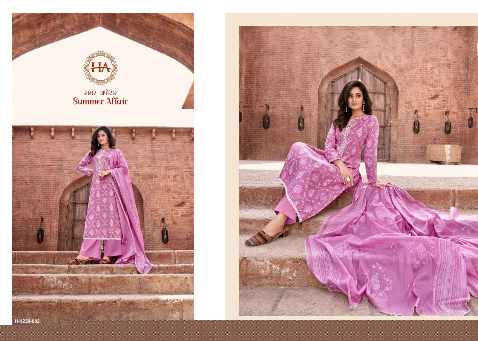 Summer Affair By Harshit Fashion Hub 1239-001 To 1239-008 Series Beautiful Stylish Suits Fancy Colorful Casual Wear & Ethnic Wear & Ready To Wear Pure Cambric Print Dresses At Wholesale Price