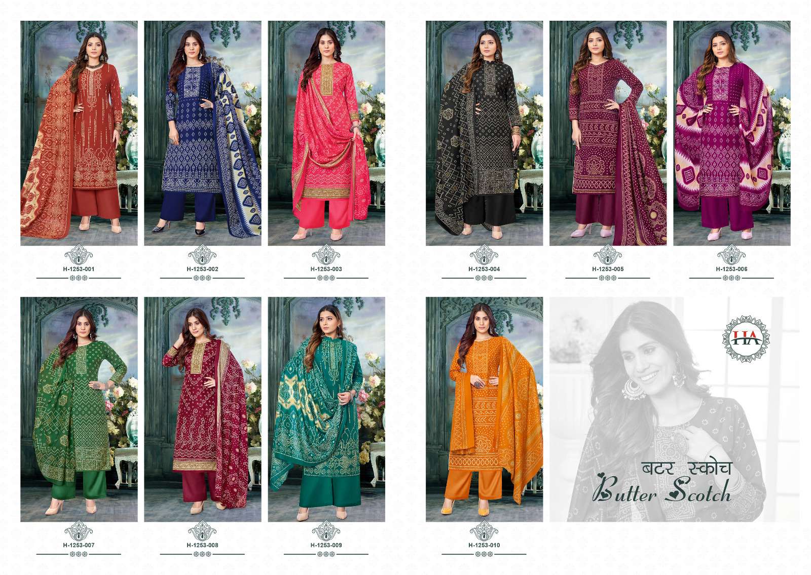 Butter Scotch By Hasrhit Fashion Hub 1253-001 To 1253-010 Series Beautiful Suits Colorful Stylish Fancy Casual Wear & Ethnic Wear Pure Cotton Print Dresses At Wholesale Price