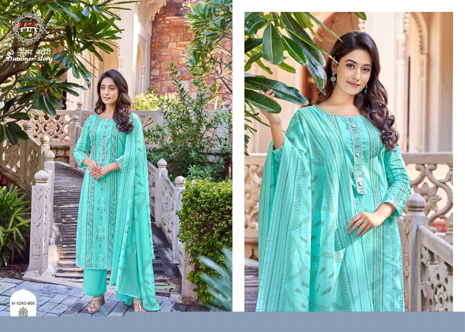 Summer Story By Harshit Fashion Hub 1243-001 To 1243-008 Series Beautiful Stylish Festive Suits Fancy Colorful Casual Wear & Ethnic Wear & Ready To Wear Pure Cambric Dresses At Wholesale Price