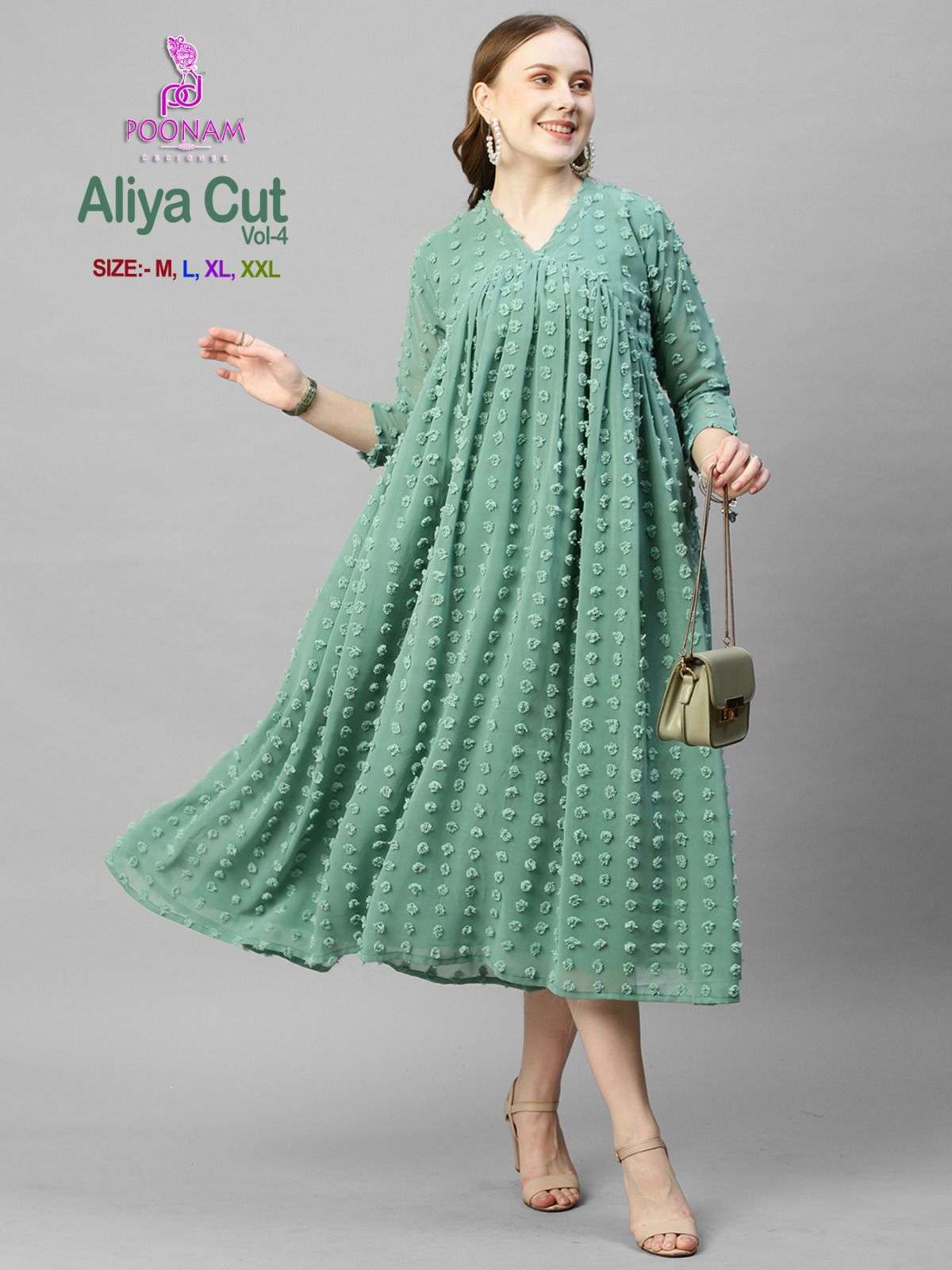 Aliya Cut Vol-4 By Poonam Designer 1001 To 1006 Series Designer Stylish Fancy Colorful Beautiful Party Wear & Ethnic Wear Collection Georgette Print Gown At Wholesale Price
