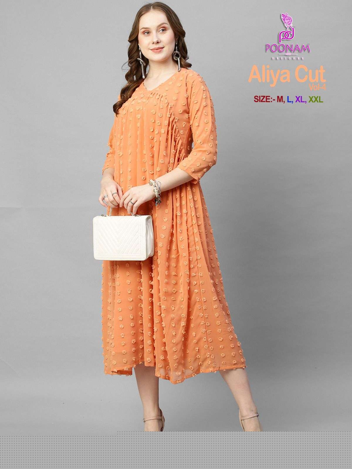 Aliya Cut Vol-4 By Poonam Designer 1001 To 1006 Series Designer Stylish Fancy Colorful Beautiful Party Wear & Ethnic Wear Collection Georgette Print Gown At Wholesale Price