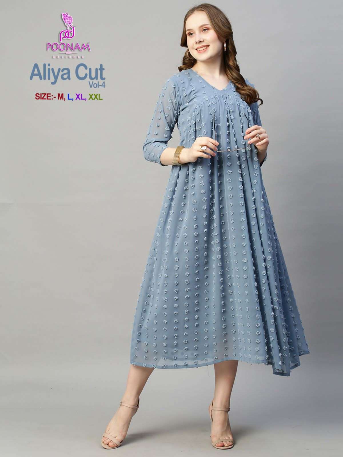 Aliya Cut Vol-4 By Poonam Designer 1001 To 1006 Series Designer Stylish Fancy Colorful Beautiful Party Wear & Ethnic Wear Collection Georgette Print Gown At Wholesale Price