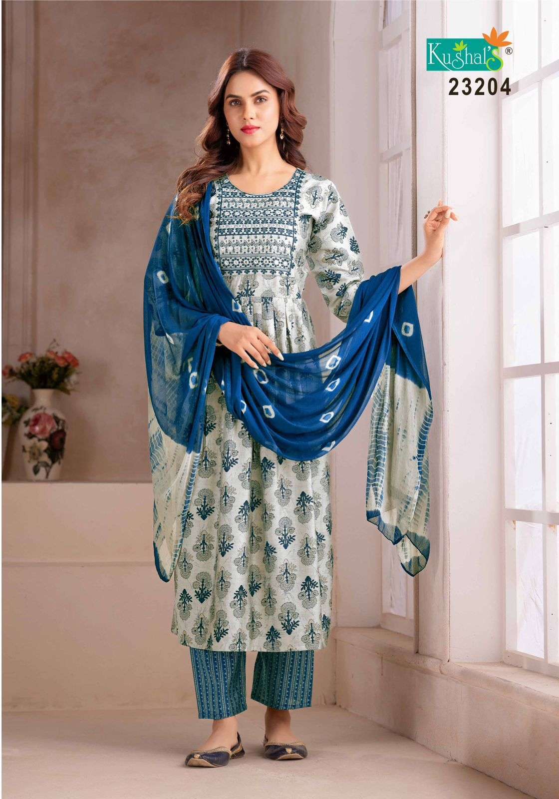 Vaani By Kushals 23201 To 23210 Series Designer Festive Suits Beautiful Fancy Stylish Colorful Party Wear & Occasional Wear Muslin Print With Embroidery Dresses At Wholesale Price