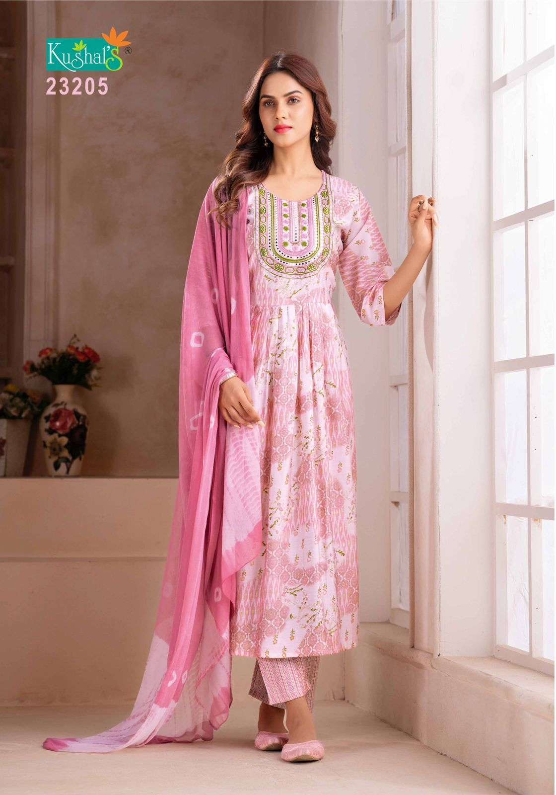 Vaani By Kushals 23201 To 23210 Series Designer Festive Suits Beautiful Fancy Stylish Colorful Party Wear & Occasional Wear Muslin Print With Embroidery Dresses At Wholesale Price