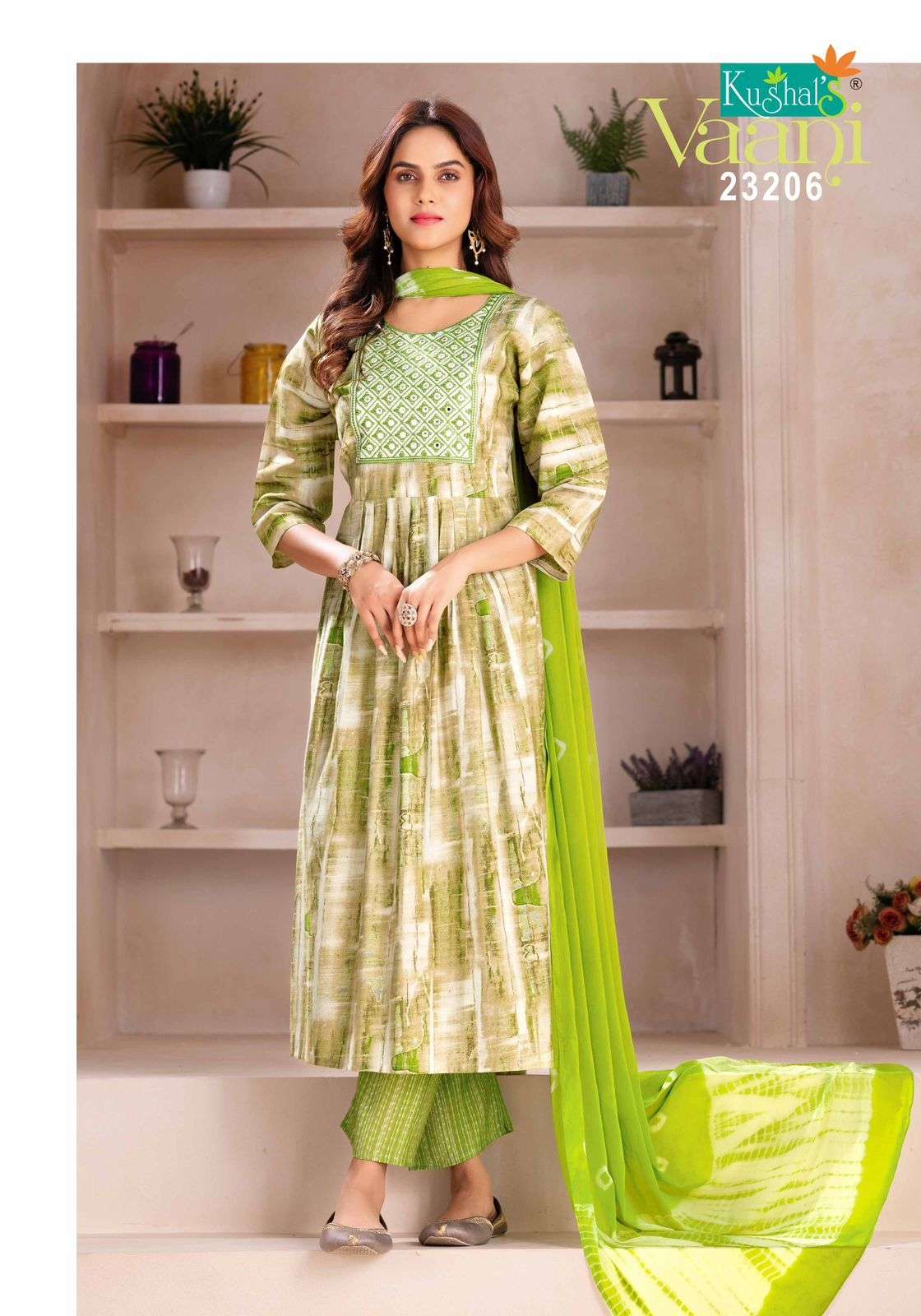 Vaani By Kushals 23201 To 23210 Series Designer Festive Suits Beautiful Fancy Stylish Colorful Party Wear & Occasional Wear Muslin Print With Embroidery Dresses At Wholesale Price