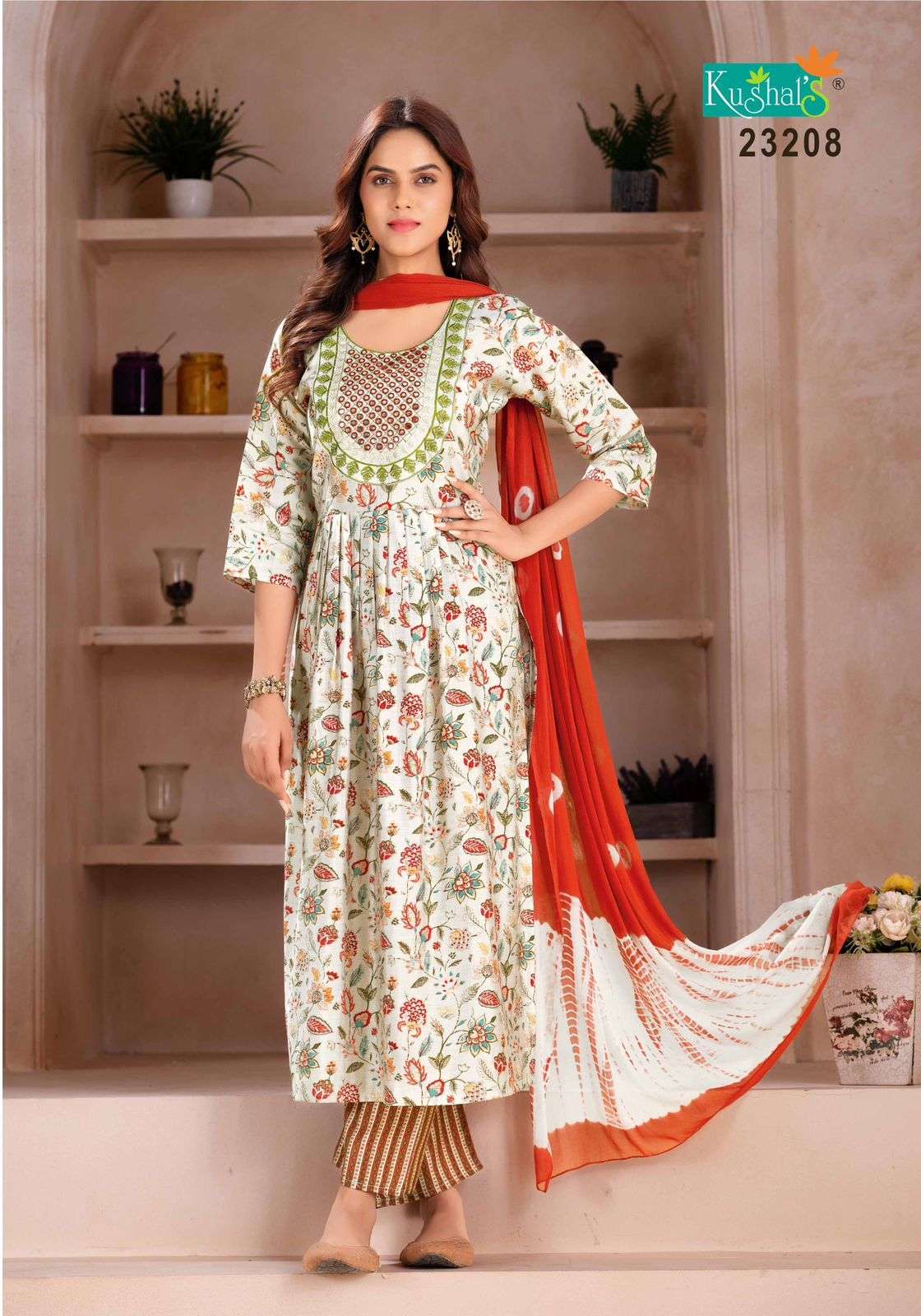 Vaani By Kushals 23201 To 23210 Series Designer Festive Suits Beautiful Fancy Stylish Colorful Party Wear & Occasional Wear Muslin Print With Embroidery Dresses At Wholesale Price