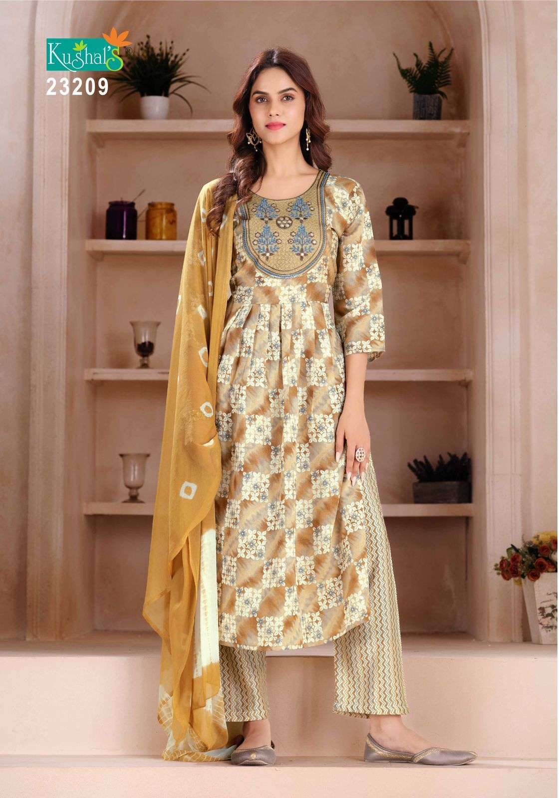 Vaani By Kushals 23201 To 23210 Series Designer Festive Suits Beautiful Fancy Stylish Colorful Party Wear & Occasional Wear Muslin Print With Embroidery Dresses At Wholesale Price